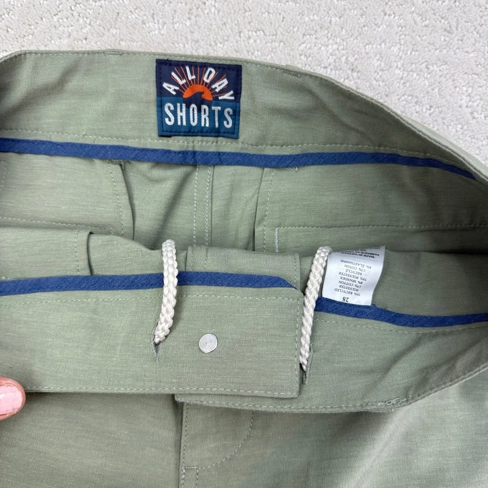 Huckberry‎ Faherty All Day Shorts Mens 28 Green Hybrid Chino Stretch MSC0012